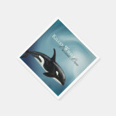 Mooie Waterverf Killer Whale, Orcinus Orca Servet (Hoek)