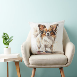 MOOIE WATERVERF KLEINE PAPILLON PUPPY DOG KUSSEN