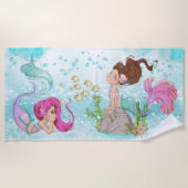 Mooie Waterverf kleine zeemeerminnen Strandlaken (Voorkant)