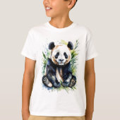 Mooie Waterverf Knuffelig Schattige Panda Beer T-shirt (Voorkant)