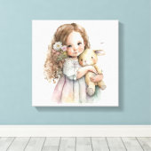 Mooie Waterverf komt neer op paasdeurafval Canvas Afdruk (Insitu (Houten vloer))