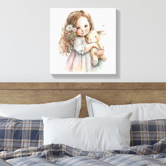 Mooie Waterverf komt neer op paasdeurafval Canvas Afdruk (Insitu (Slaapkamer))