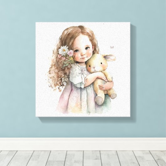 Mooie Waterverf komt neer op paasdeurafval Canvas Afdruk (Insitu (Houten vloer))