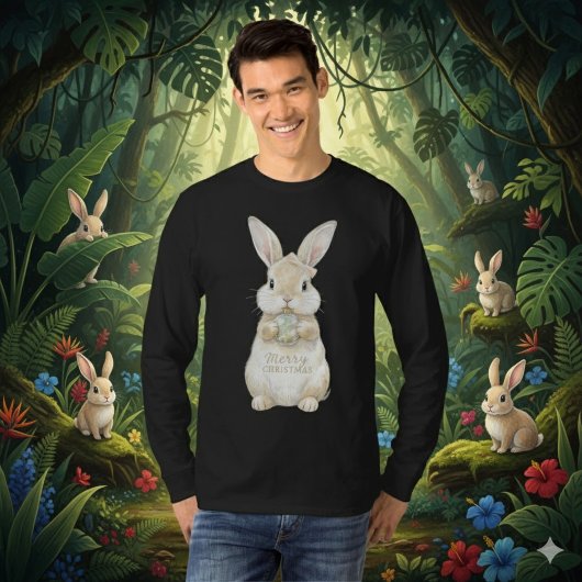 Mooie Waterverf Konijn Kerst T-Shirt
