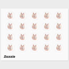 Mooie Waterverf Konijn Sticker met Bloemen