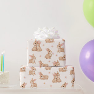 Mooie Waterverf Konijnen & Bloemen Patroon Cadeaupapier