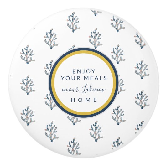 Mooie waterverf koraal op het Witte strand Keramische Knop (Voorkant)