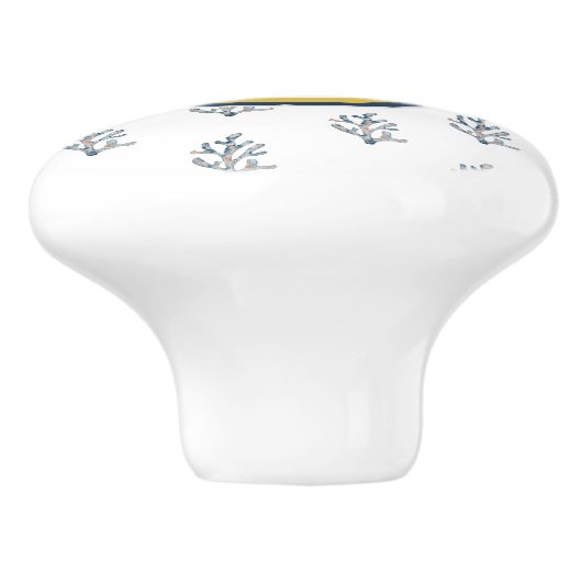 Mooie waterverf koraal op het Witte strand Keramische Knop (Zijkant)