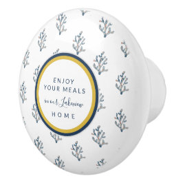 Mooie waterverf koraal op het Witte strand Keramische Knop