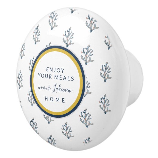 Mooie waterverf koraal op het Witte strand Keramische Knop (Rechts)