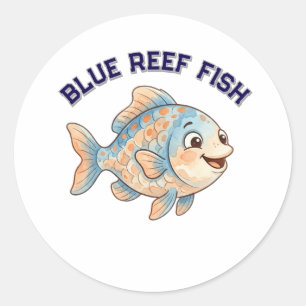 Mooie Waterverf Koraalblauwe Vis Kinderen T-Shirt Ronde Sticker