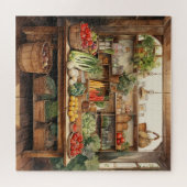 Mooie Waterverf land groentewinkel Legpuzzel (Horizontaal)