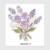 Mooie Waterverf Lavendel Rose Boeket Waterdicht Sticker (Vel)
