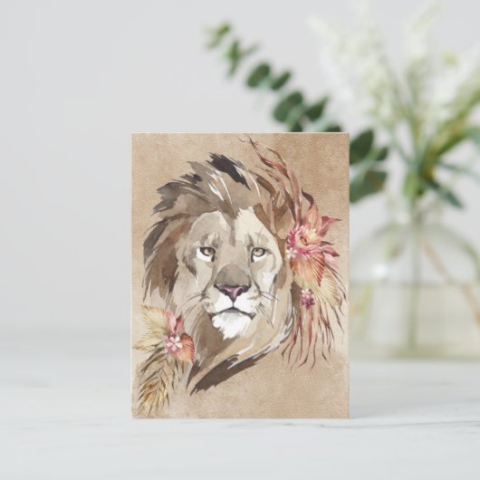 Mooie Waterverf Leeuw Briefkaart (Staand voorkant)
