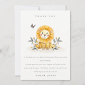 Mooie Waterverf Leeuw met Blad Baby Shower Bedankkaart (Voorkant)