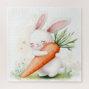 Mooie waterverf lente konijn wortel legpuzzel