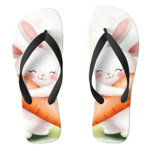 Mooie Waterverf Lente Konijn Wortel Teenslippers