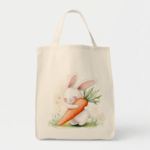 Mooie Waterverf Lente Konijn Wortel Tote Bag