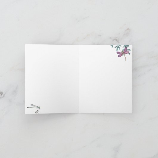 Mooie waterverf libel en tuin groen bedankkaart (Binnen)