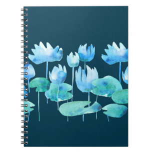 Mooie waterverf lotusbloemen notitieboek