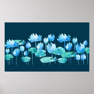 Mooie waterverf lotusbloemen poster