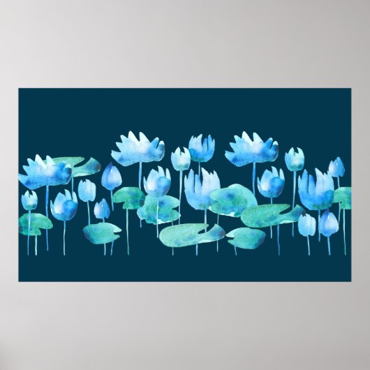 Mooie waterverf lotusbloemen poster (Voorkant)