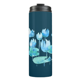 Mooie waterverf lotusbloemen thermosbeker