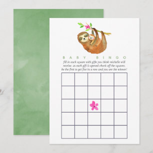 Mooie Waterverf Luiaard Thema Baby Shower Bingo Kaart