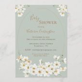 Mooie waterverf margrietenlijst met saliegroene ba kaart (Voorkant)