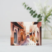 Mooie Waterverf Marrakesh Marokko Oude Medina Briefkaart (Staand voorkant)