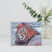 Mooie Waterverf met leeuw in blauw en rood Briefkaart (Staand voorkant)