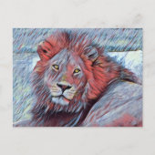 Mooie Waterverf met leeuw in blauw en rood Briefkaart (Voorkant)