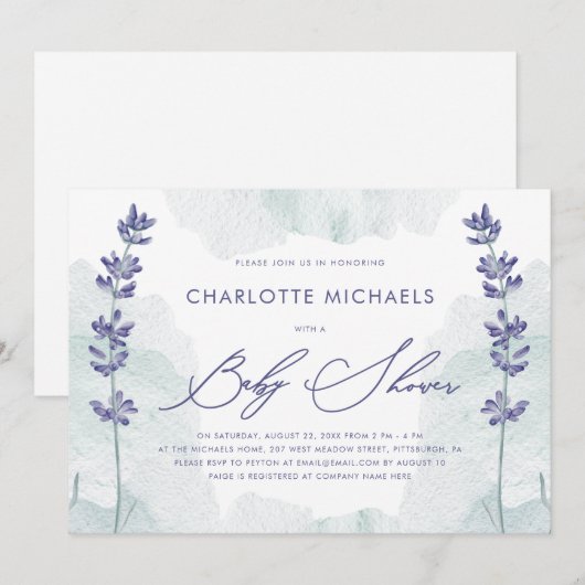 Mooie Waterverf met Script-Baby shower Kaart (Voorkant / Achterkant)