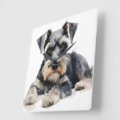 MOOIE WATERVERF MINIATUUR SCHNAUZER HOND VIERKANTE KLOK (Hoek)