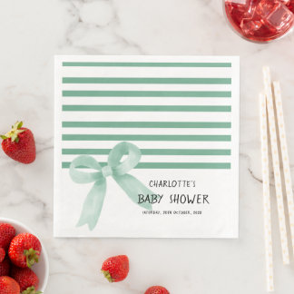 Mooie waterverf mint boog baby shower servet