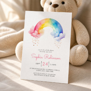 Mooie waterverf moderne regenboog baby shower kaart