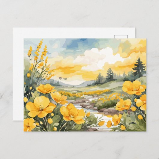 Mooie Waterverf Natuur Landschap Briefkaart (Voorkant / Achterkant)