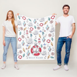 Mooie Waterverf Nautische Boot Naam Fleece Deken