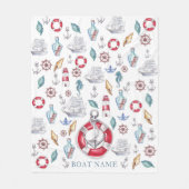 Mooie Waterverf Nautische Boot Naam Fleece Deken (Voorkant)