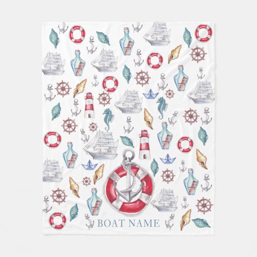 Mooie Waterverf Nautische Boot Naam Fleece Deken (Voorkant)