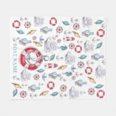 Mooie Waterverf Nautische Boot Naam Fleece Deken (Voorkant (Horizontaal))