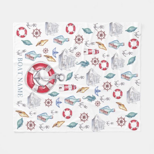 Mooie Waterverf Nautische Boot Naam Fleece Deken (Voorkant (Horizontaal))