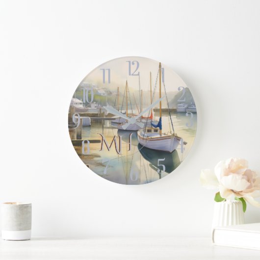 Mooie Waterverf nautische zeilmonogram Grote Klok (Huis)