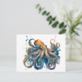 Mooie waterverf Octopus Briefkaart (Staand voorkant)