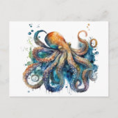 Mooie waterverf Octopus Briefkaart (Voorkant)