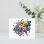 Mooie waterverf Octopus Briefkaart (Staand voorkant)