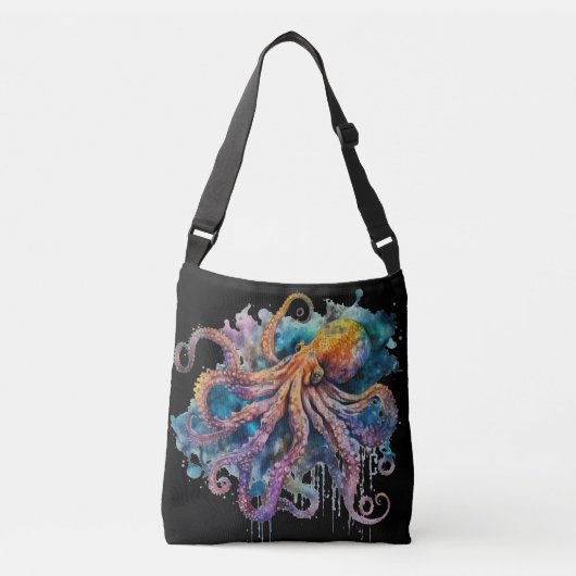 Mooie Waterverf octopus Crossbody Tas (Voorkant)