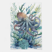 Mooie Waterverf Octopus keukenhanddoek (Verticaal)