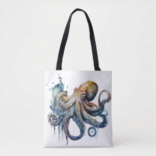 Mooie Waterverf octopus Tote Bag