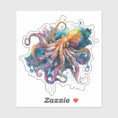 Mooie Waterverf Octopus Vinyl Sticker (Vel)